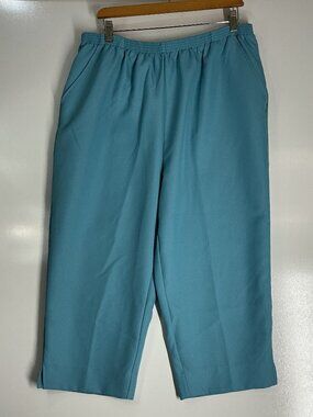 Salon Studio Women’s XL Aqua Blue Pull On Cropped Pants Elastic Waist